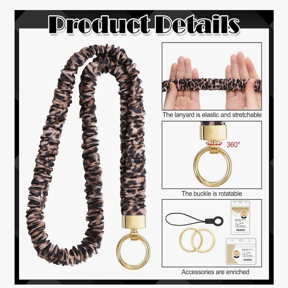 🆕 Scrunchie Lanyards for ID Badges Neck Lanyard for Keys Retractable - Picture 5 of 5